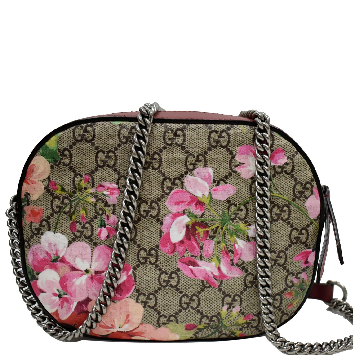 Gucci GG Supreme blooms pouch in pink. In excellent