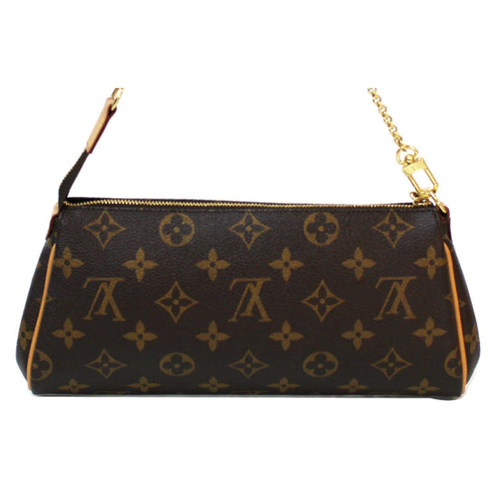 $700 Louis Vuitton Monogram Canvas Logo Brown Leather LV Eva