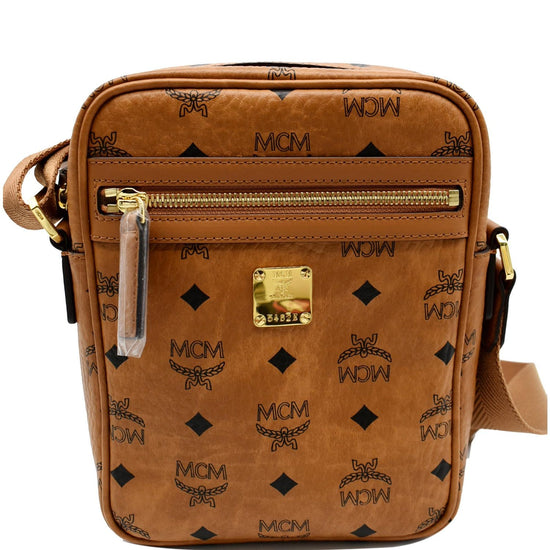 MCM Cognac Visetos Canvas Monogram Mini Kelly Style Bag, Luxury