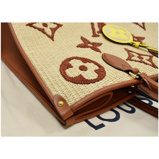 Louis Vuitton Tan Raffia Giant Monogram OnTheGo MM On the go New