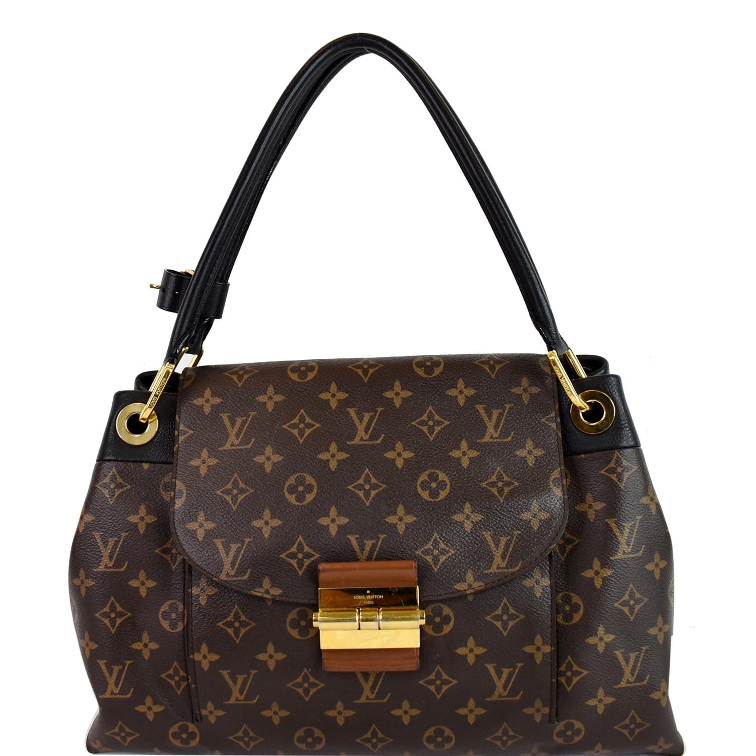 LOUIS VUITTON Olympe Monogram Canvas Satchel Shoulder Bag Black