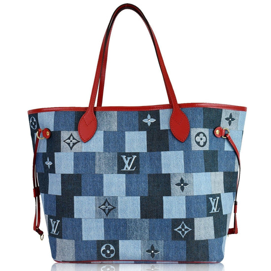 Louis Vuitton Neverfull Mm with Pouch 850999 Blue X Red Monogram Denim  Patchwork Tote, Louis Vuitton