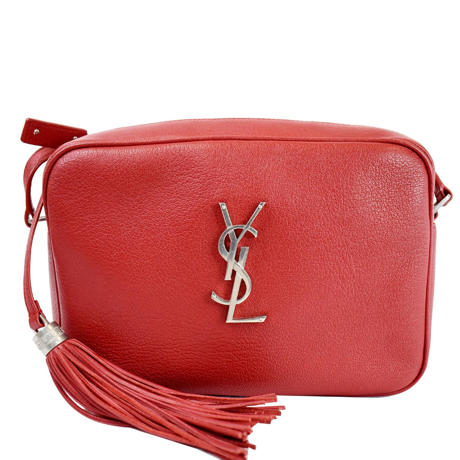 Yves Saint Laurent YSL Logo Leather Messenger Bag Red