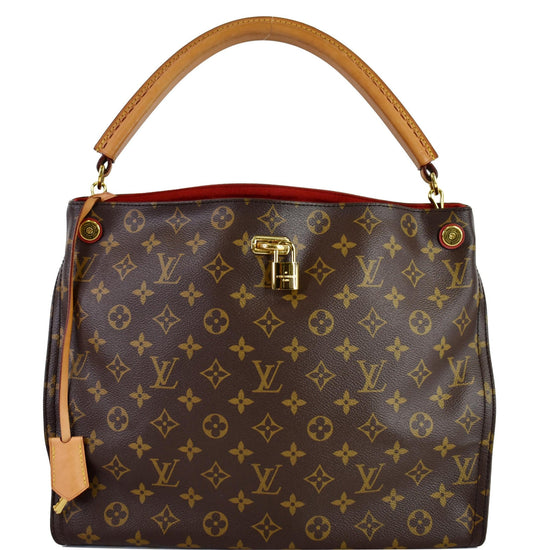 Louis Vuitton shoulder bag in brown checkered canvas, garniture en