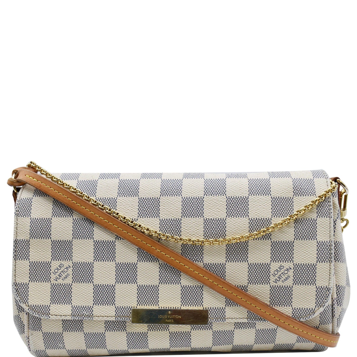 LOUIS VUITTON Favorite MM Damier Azur Crossbody Bag White