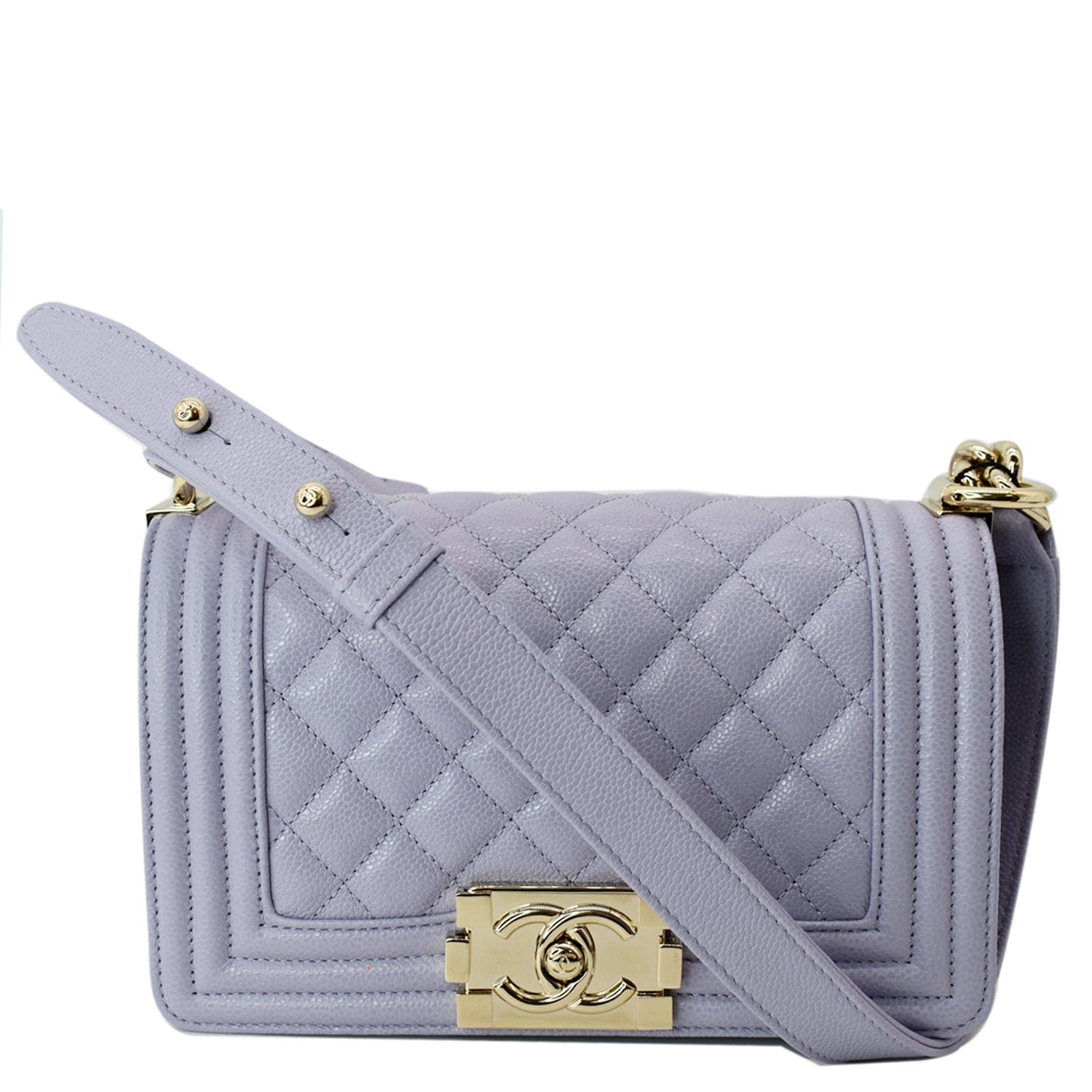 CHANEL CC Boy Small Caviar Leather Shoulder Bag Lavender