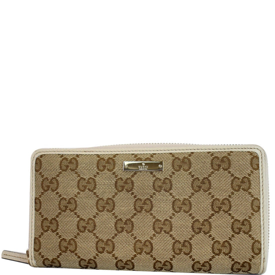 Auth GUCCI Zip Around Long Wallet Beige/Light blue Canvas 363423 2067  #f10880