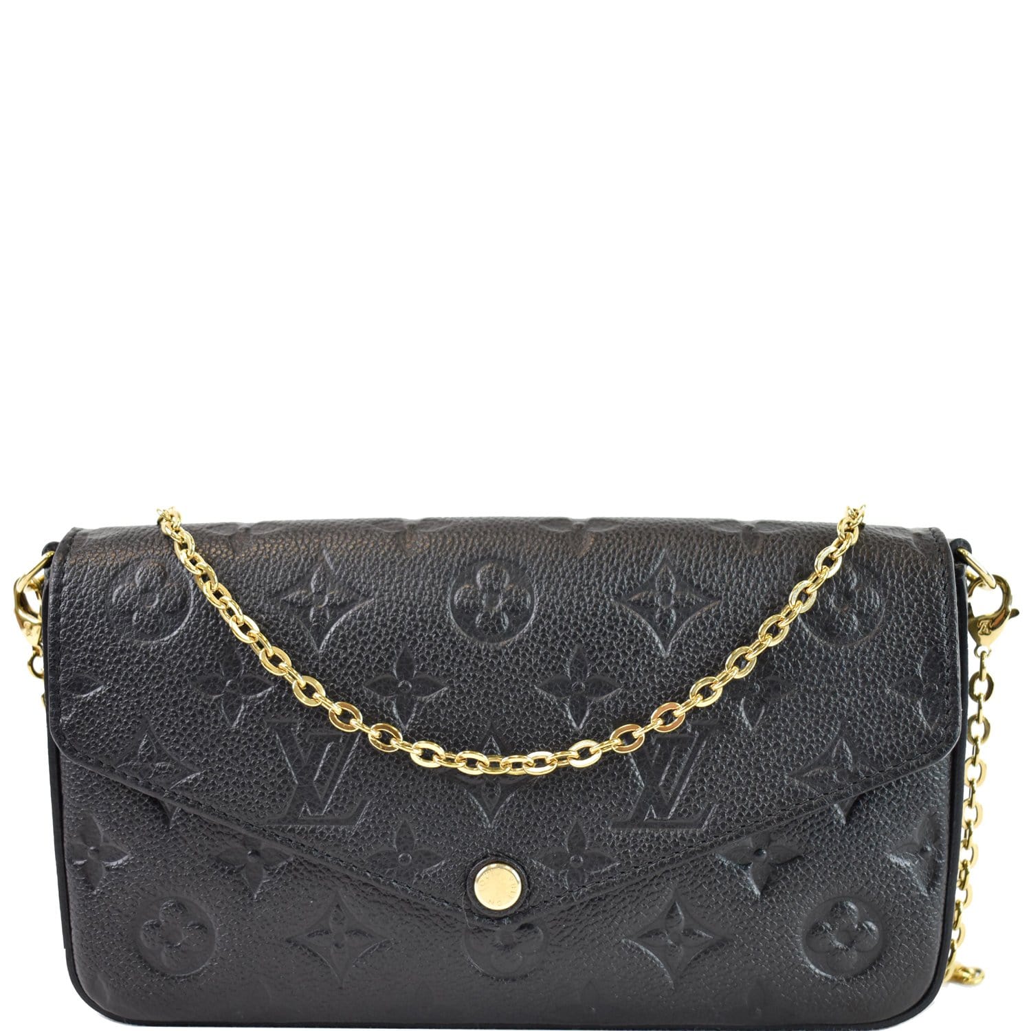 Black Louis Vuitton Cross-body Bag with Gold chain