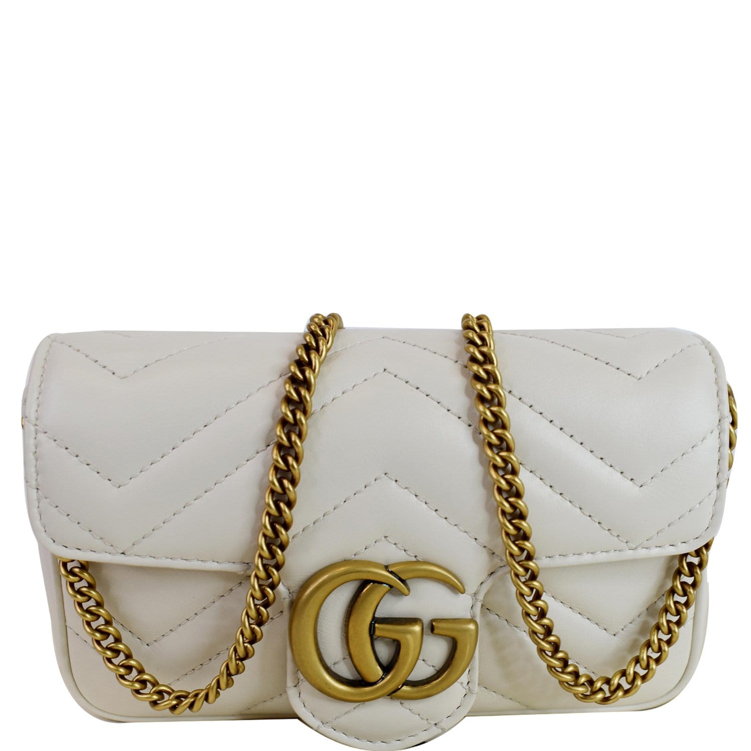 Gucci White Super Mini Gg Marmont Bag