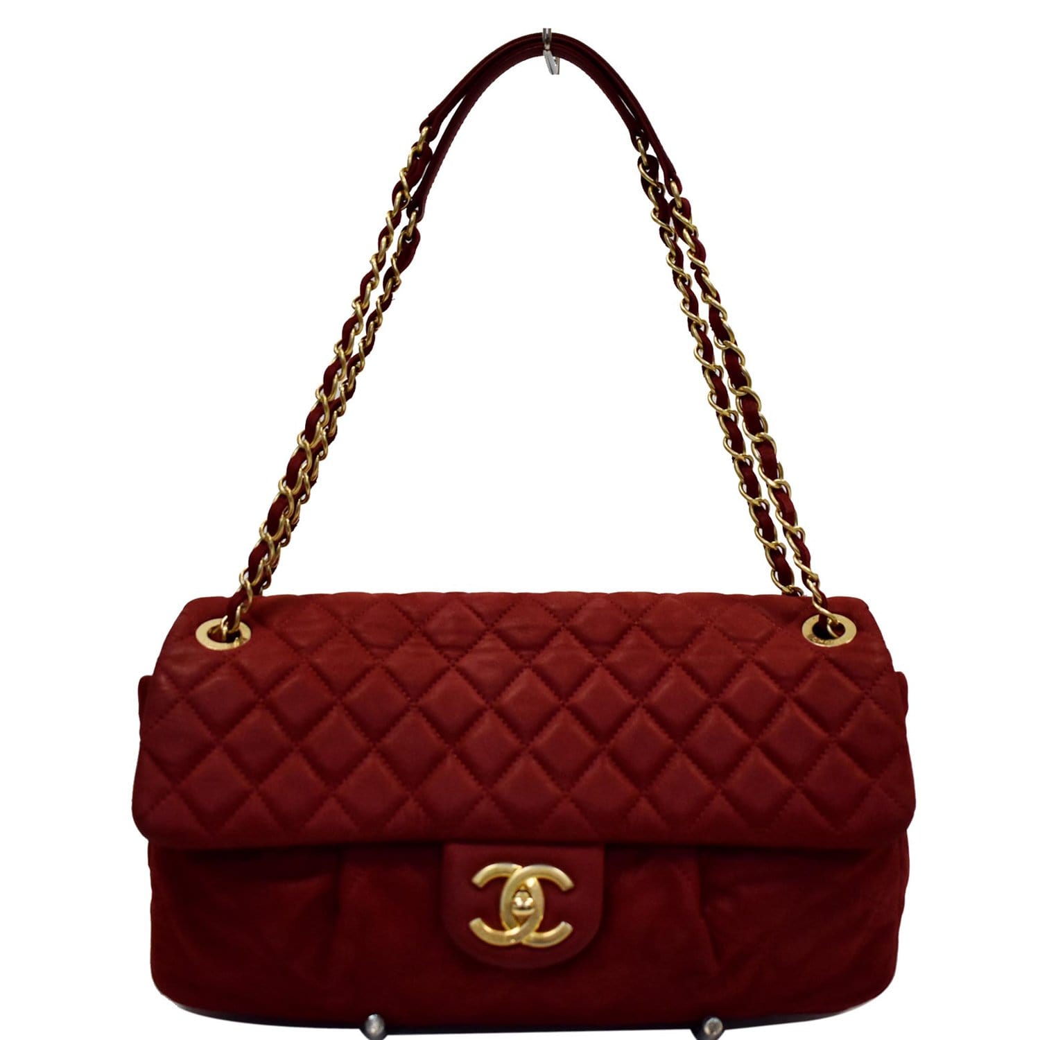 CHANEL Lambskin Quilted Easy Carry Flap Burgundy 714806