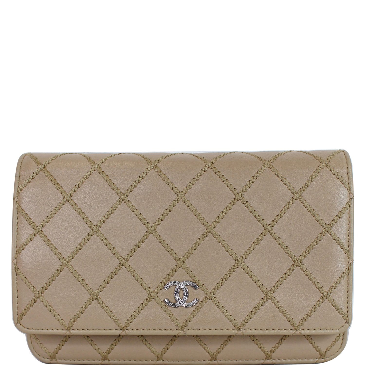 Chanel Classic Quilted Caviar Leather WOC Wallet Crossbody Bag Beige