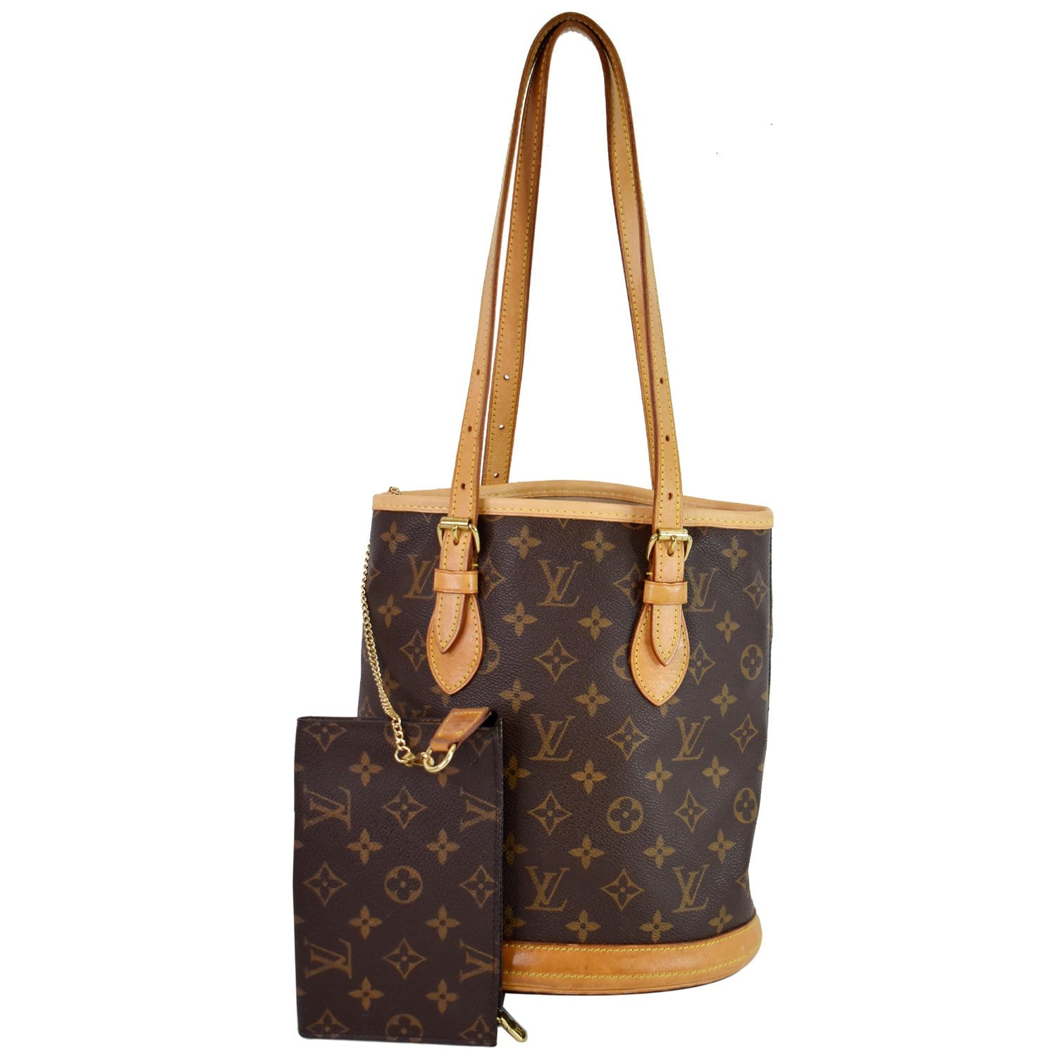 AUTHENTIC w COA! Louis Vuitton Monogram Petit Noe Soulder Bucket Handbag  Dustbag