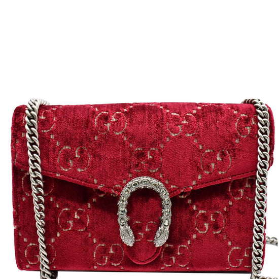 GUCCI Dionysus Mini Leather Chain Crossbody Bag Red 401231