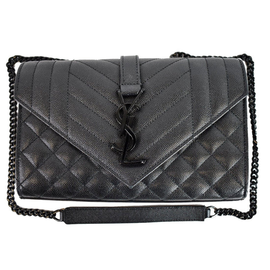 Saint Laurent Medium Envelope Matelassé Shoulder Bag In Black