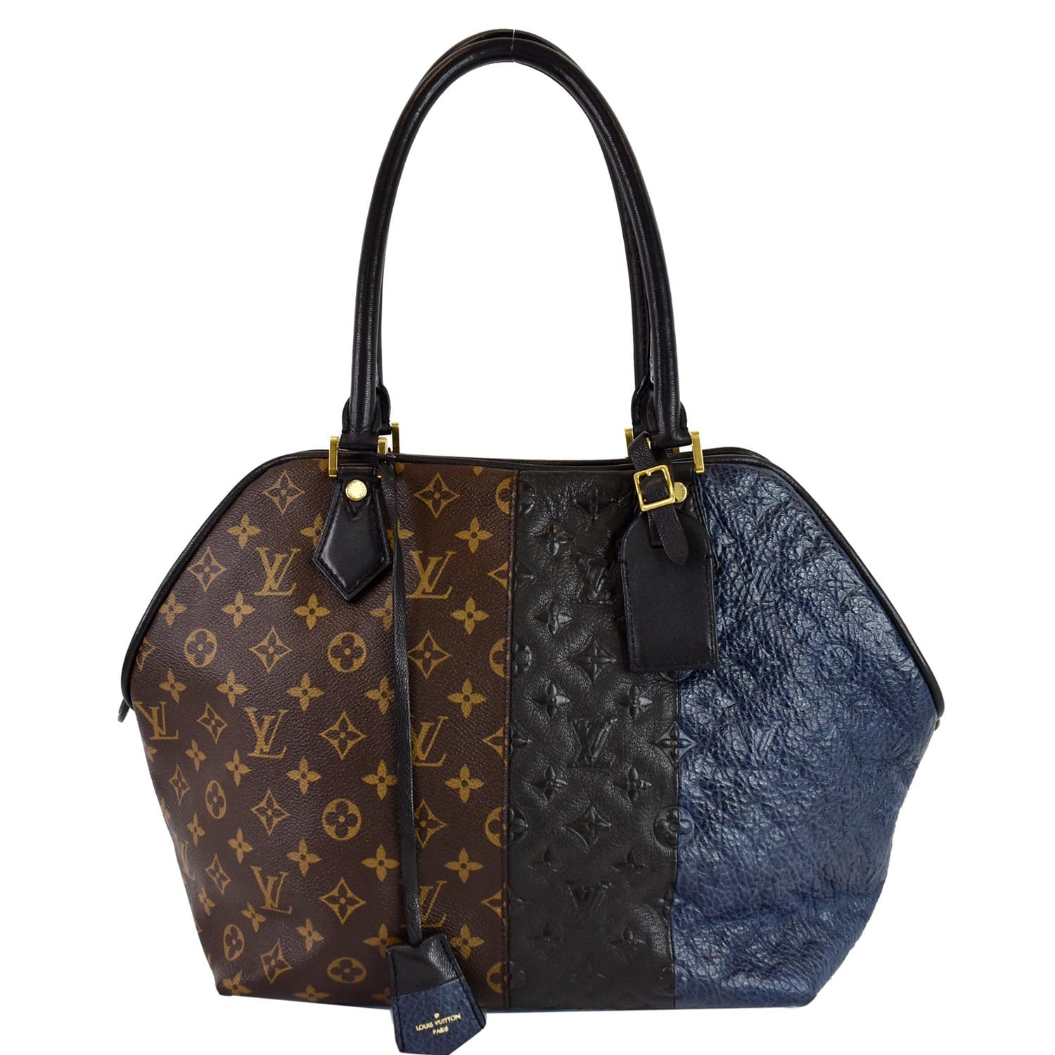 Louis Vuitton Vuitton Block bag Brown Black Blue Leather Cloth ref.507292 -  Joli Closet