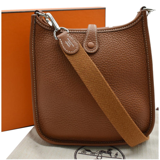 HERMES Evelyne TPM Clemence Leather Shoulder Bag Cuivre