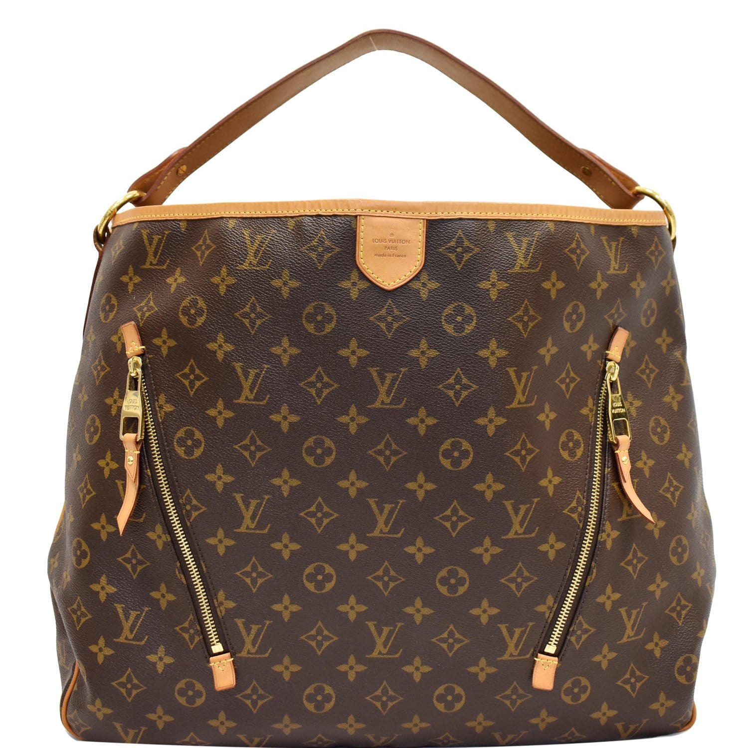 Louis+Vuitton+Delightful+Tote+GM+Brown+Leather+Zipper+Pocket for sale  online