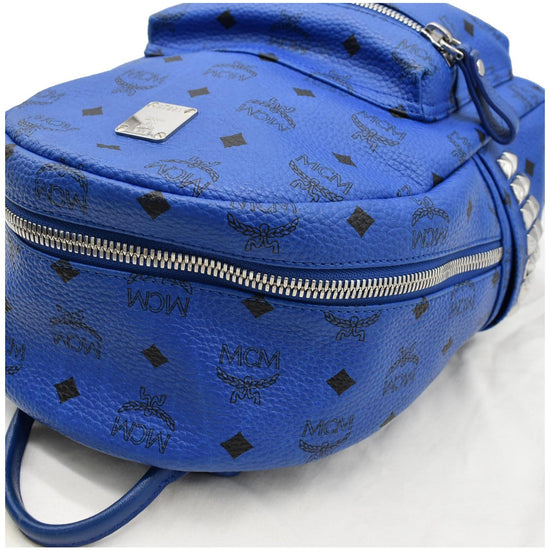 MCM Blue Visetos Coated Canvas and Leather Small Studs Stark Backpack at  1stDibs