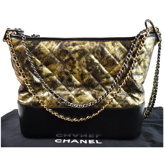 CHANEL Metallic Snakeskin Small Gabrielle Hobo Gold 1274061