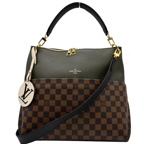 LOUIS VUITTON MAIDA HOBO DAMIER EBENE/BLACK LEATHER W LEATHER CHARM