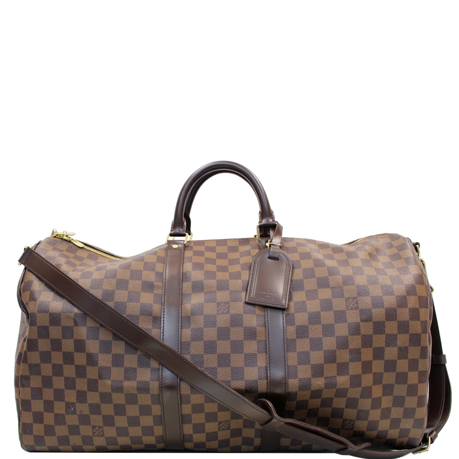 Louis Vuitton Keepall Bandouliere 55 Damier Ebene Travel Bag