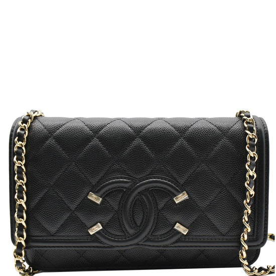 Chanel Round Clutch with Chain Quilted Iridescent Caviar Mini Purple  21548776