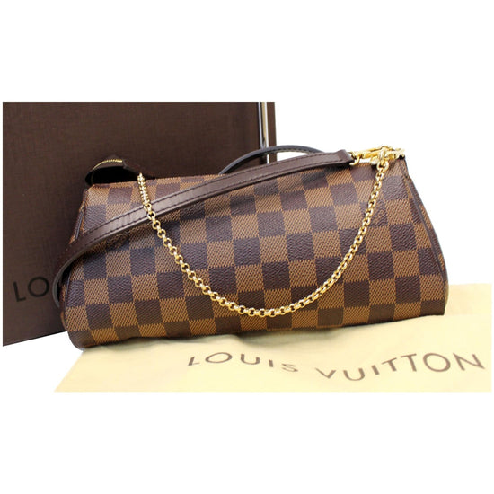 LOUIS VUITTON Eva Pochette Damier Ebene Clutch Crossbody Bag Brown