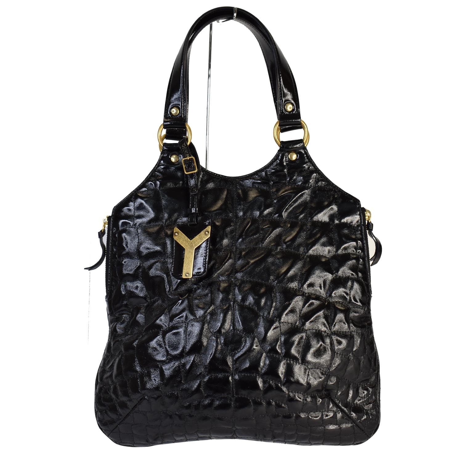 YSL Yves Saint Laurent novelty tote bag Black＆Gold Embroidered Unused