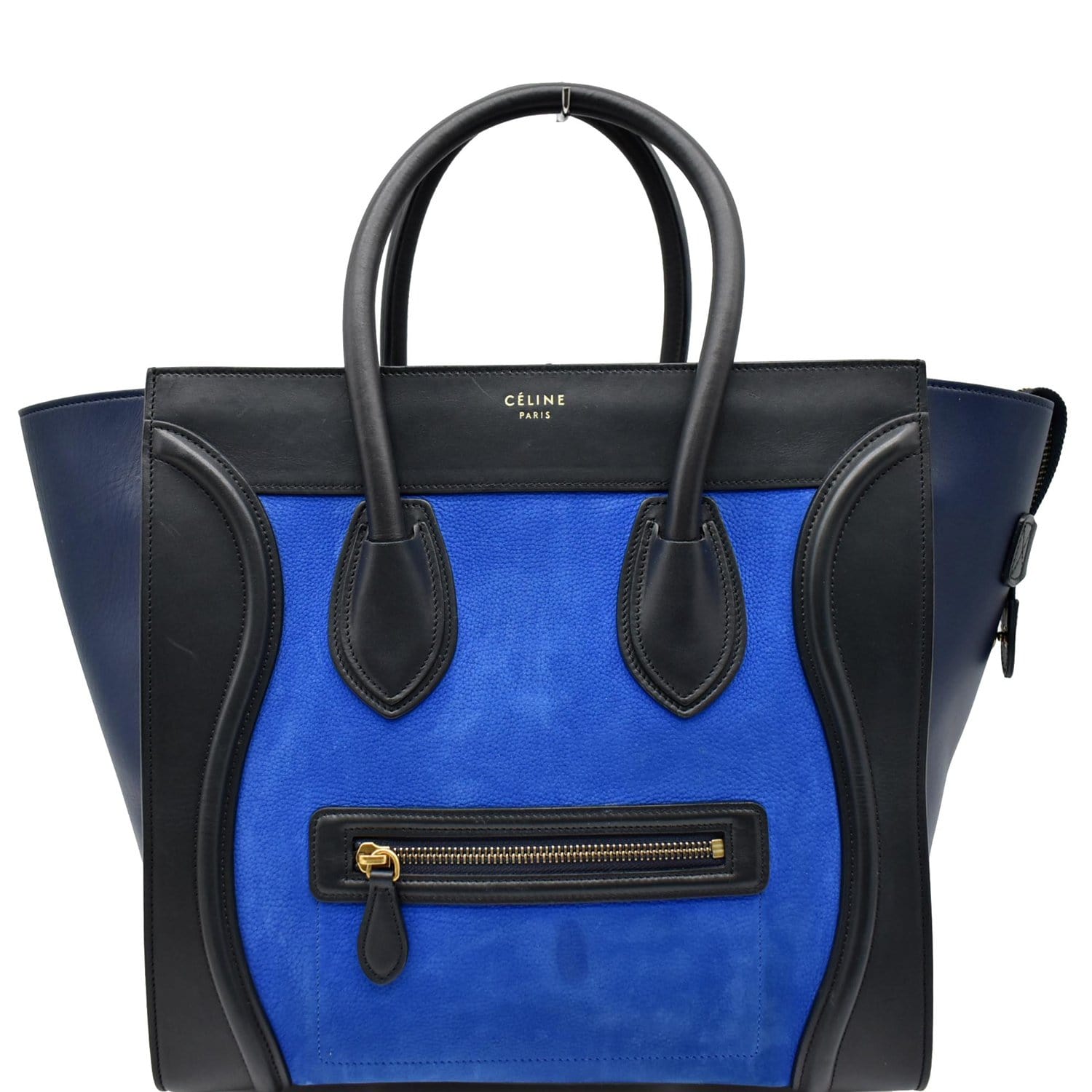 CELINE Mini Luggage Nubuck Calfskin Suede Leather Tote Bag Tri-Color 