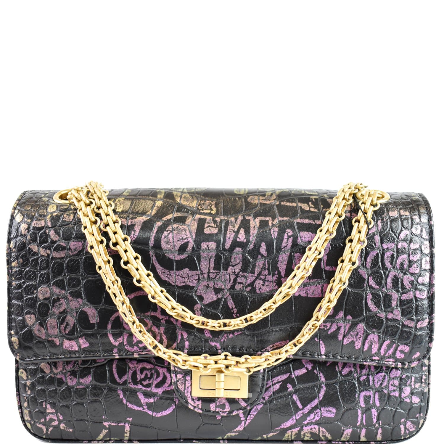 CHANEL 19A Graffiti Croc Embossed Mini 2.55 Reissue