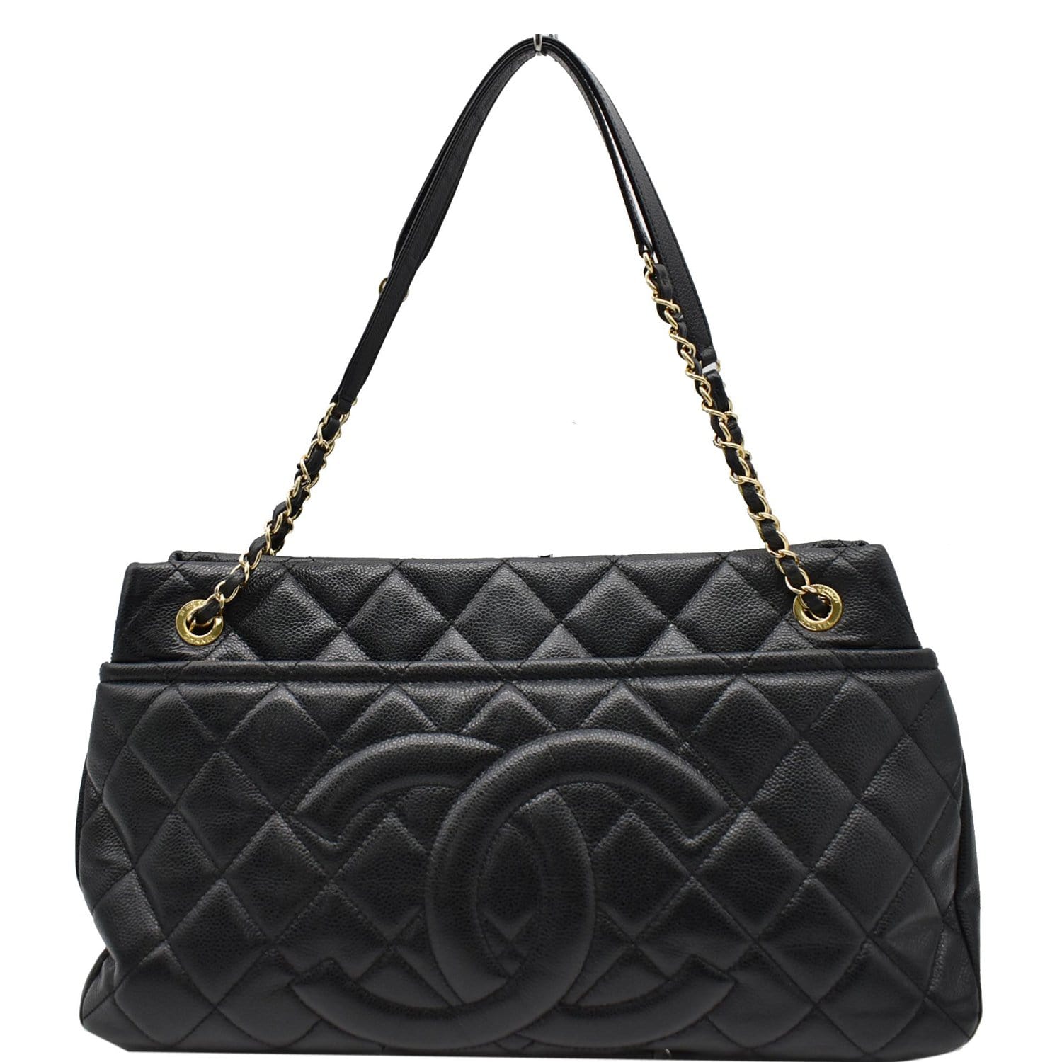 CHANEL Timeless CC Soft Quilted Caviar Leather Shopping Tote Bag Red