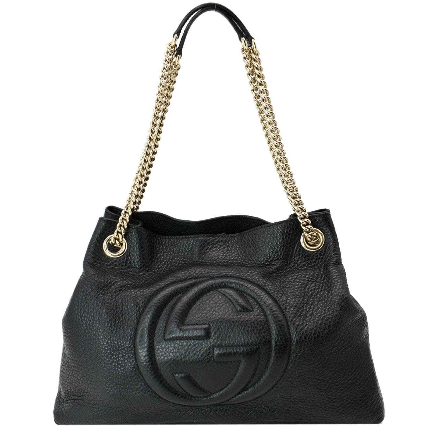 Gucci Soho Pebbled Leather Chain Medium Black Shoulder Bag - A World Of  Goods For You, LLC