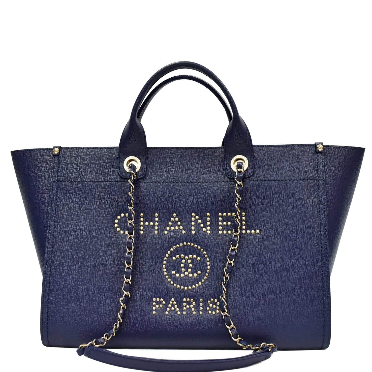 CHANEL Canvas Large Deauville Tote Blue 345866