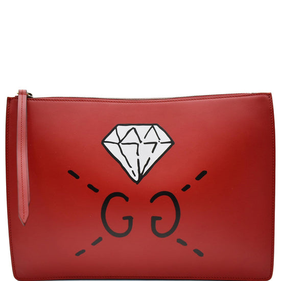 Gucci Diamond GG Calfskin Leather Messenger Bag Red 429004