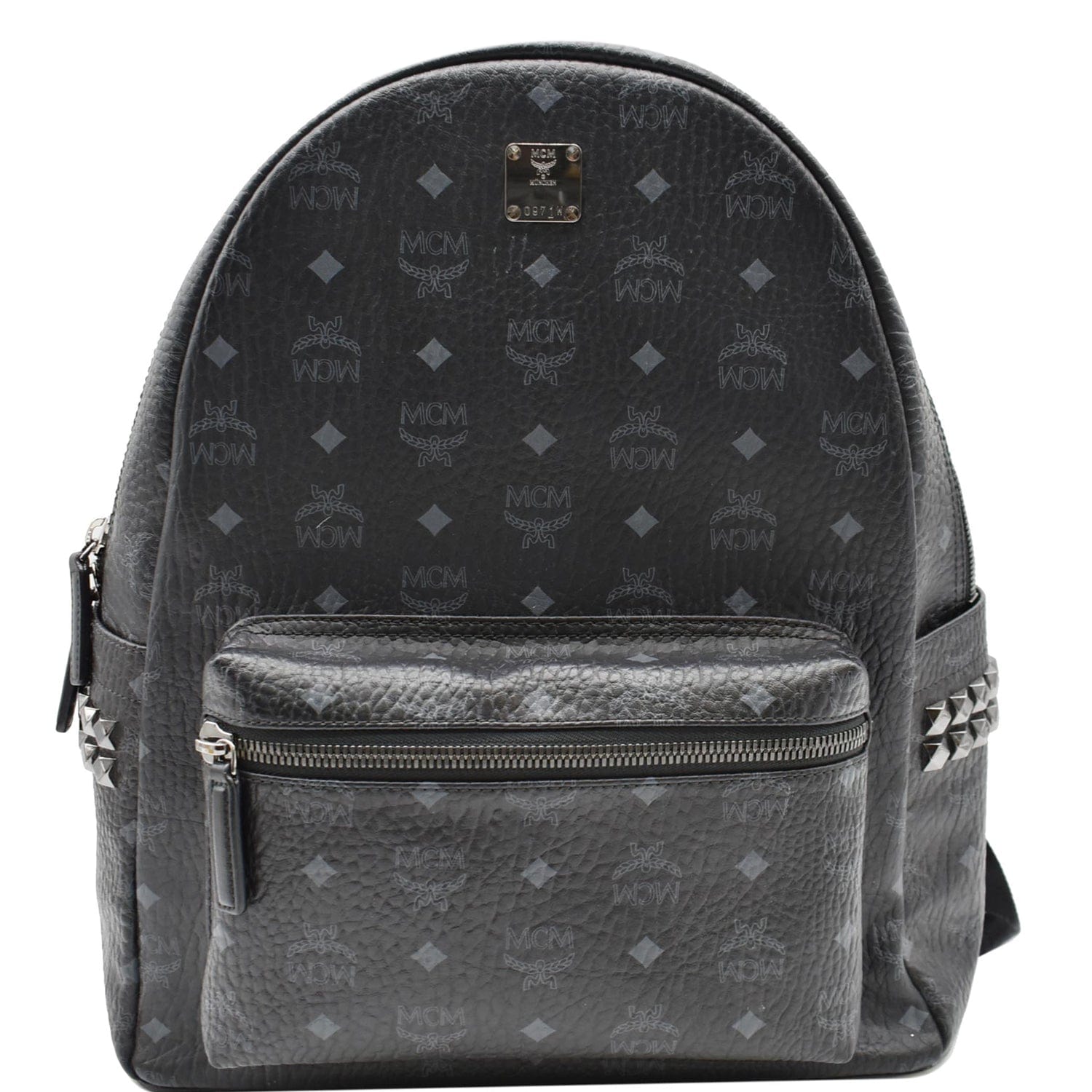 MCM Stark Backpack Visetos Side Studs Large Black in Coated Canvas with  Gunmetal - US