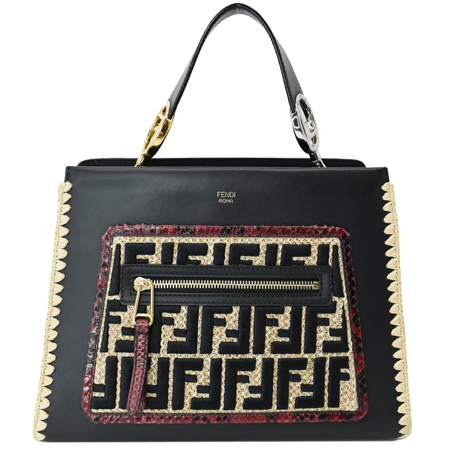 Fendi Baguette Ff Raffia Top Handle Bag in Metallic