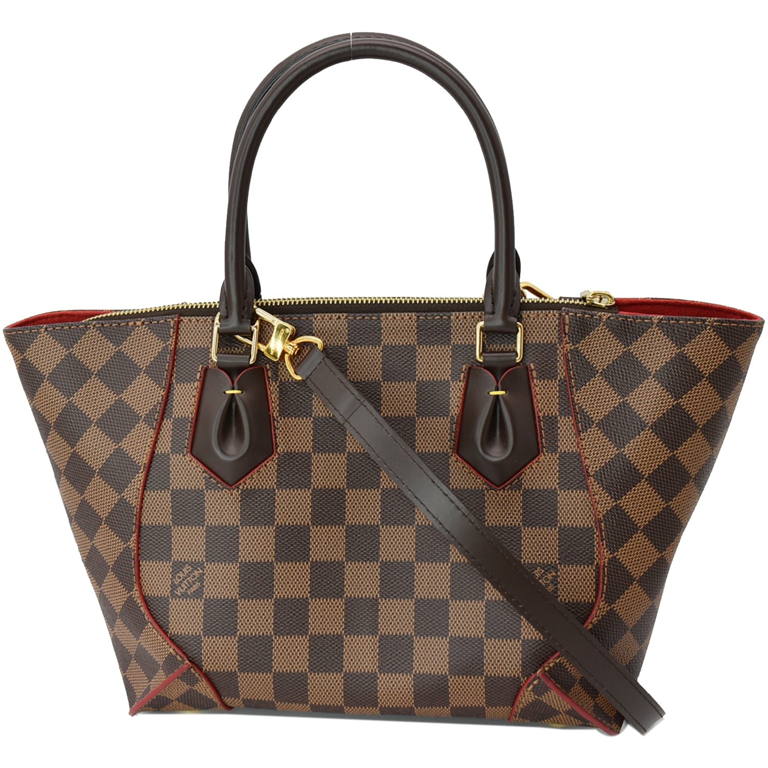 LOUIS VUITTON Damier Ebene Caissa Clutch Cherry 174497