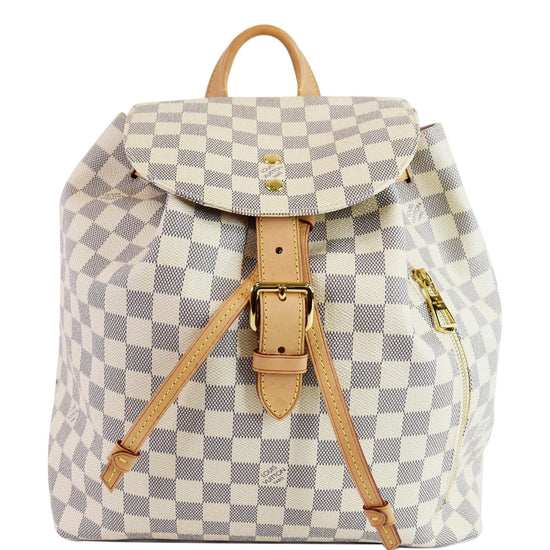 white checkered lv backpack