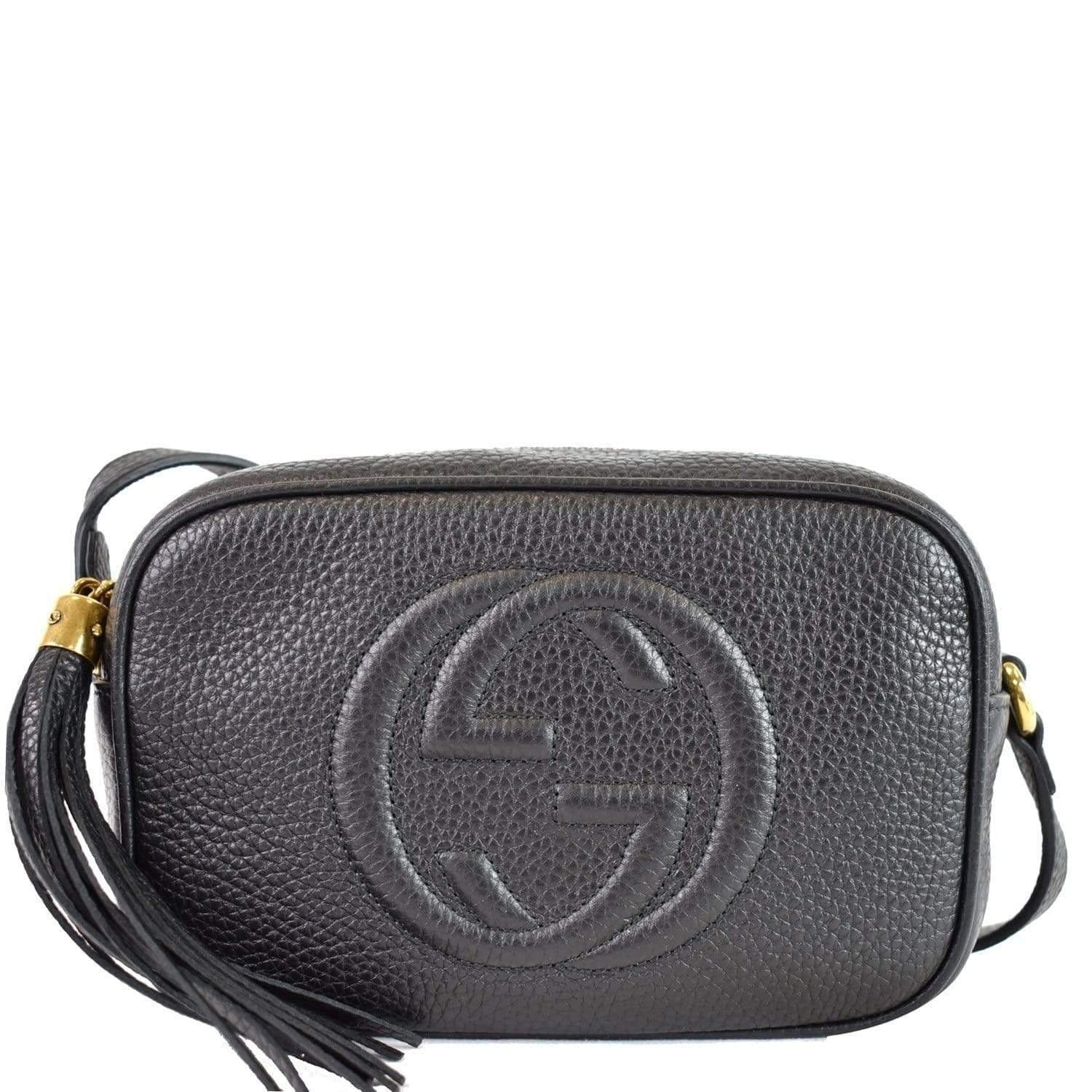 Authentic New Gucci Black Soho Disco Leather Wallet on Chain Cross Body Bag