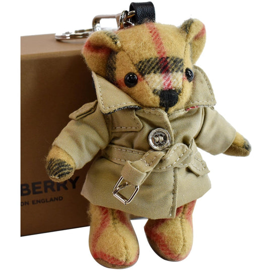 Burberry - Thomas Vintage check teddy-bear key holder Beige - The Corner