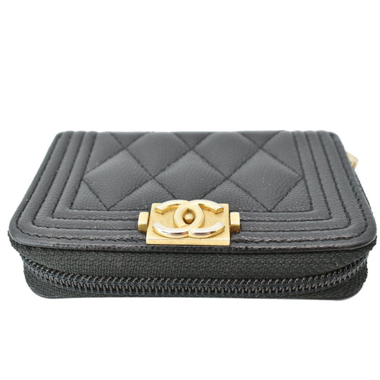 CHANEL, Bags, Authentic Chanel Boy Zip Pouch Quilted Caviar Clutch