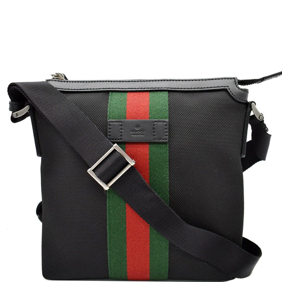 Gucci Techno Canvas Web Messenger Bag in Black