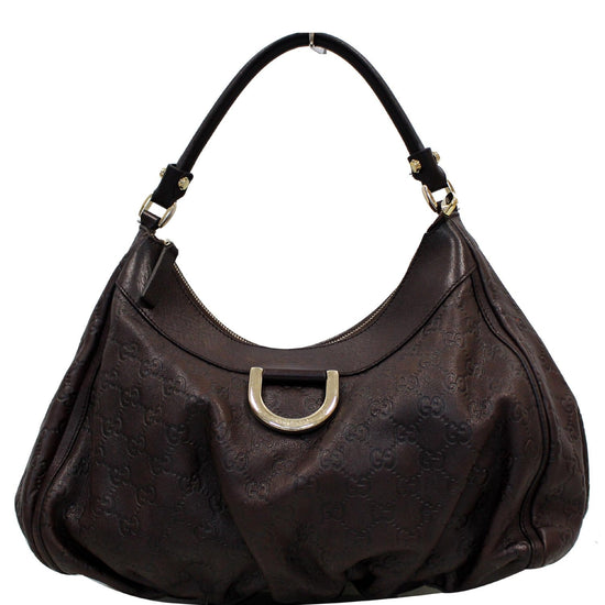 GUCCI D Ring Large Monogram Hobo Bag Brown 189833