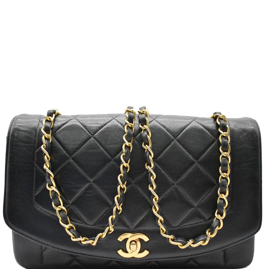 CHANEL Black Patent Leather Medium Diana Flap Crossbody Bag Gold hardware