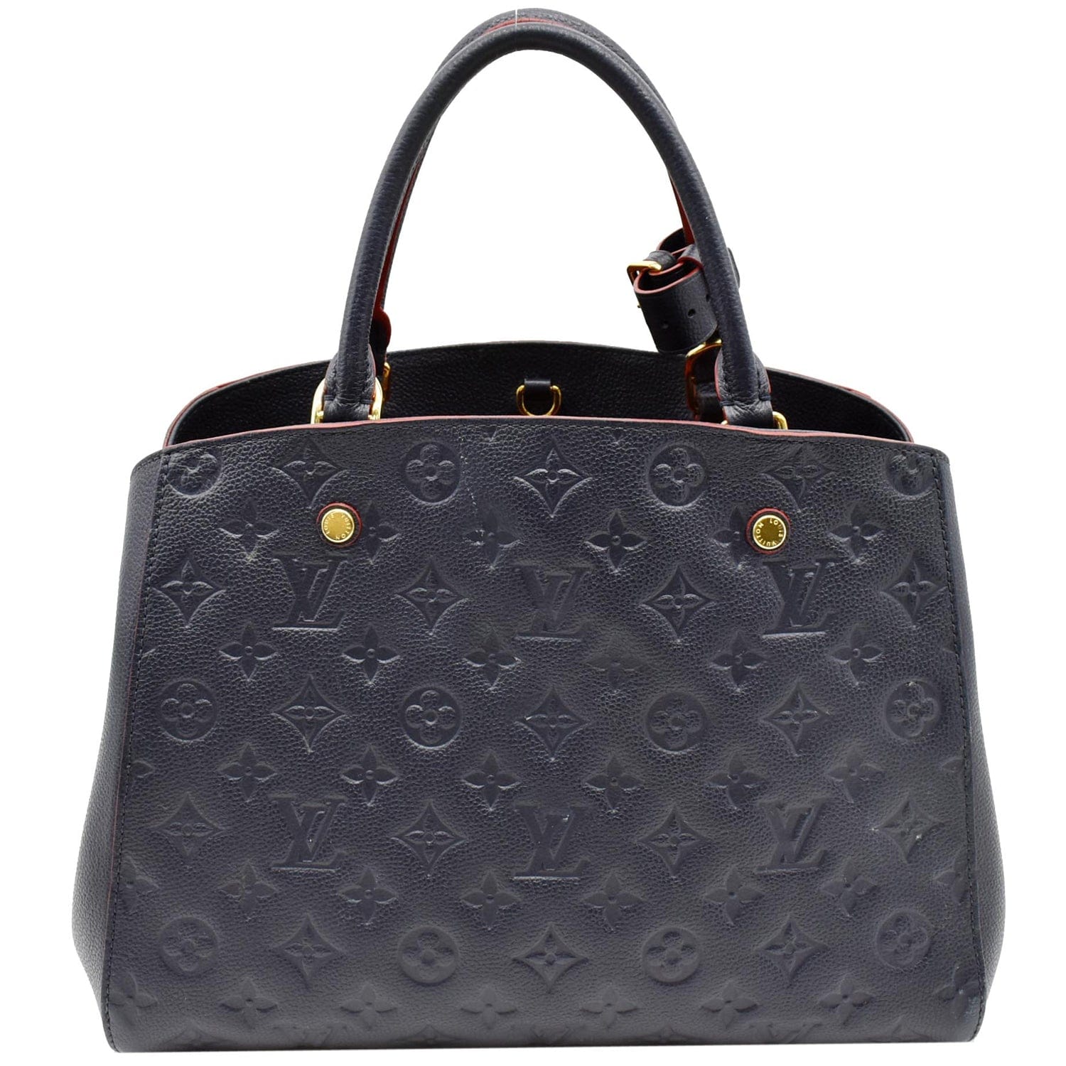 LOUIS VUITTON Montaigne MM Monogram Empreinte Shoulder Bag Navy Blue