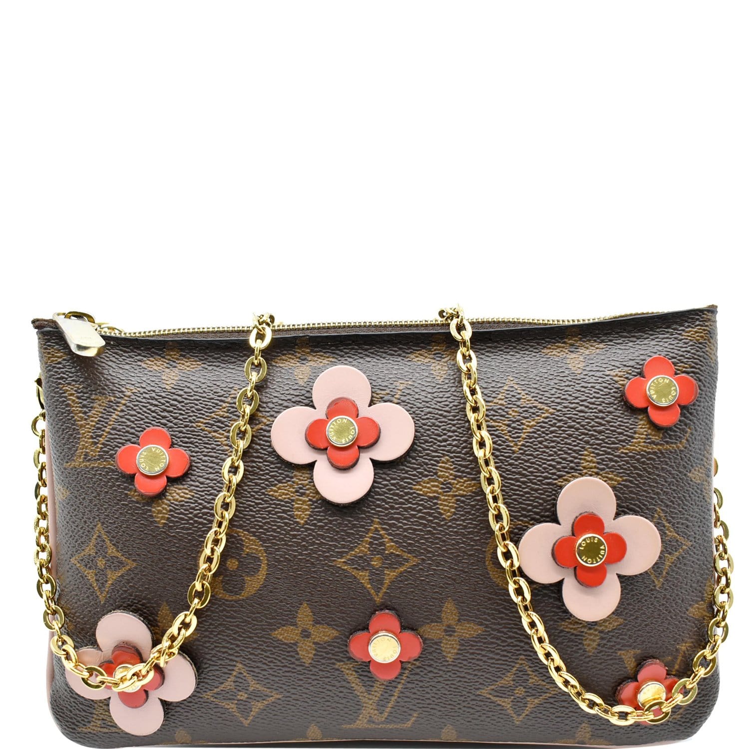 Louis Vuitton Pochette Double Zip Monogram Blooming Flowers Brown/Rose  Ballerine in Coated Canvas/Leather with Gold-tone - US