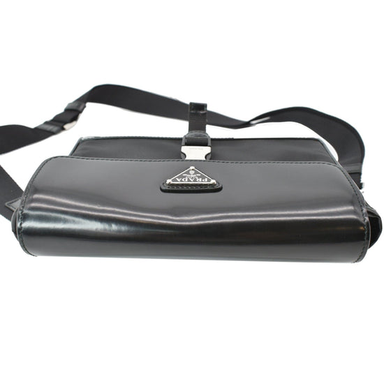 Black Arqué leather-trim Re-Nylon shoulder bag