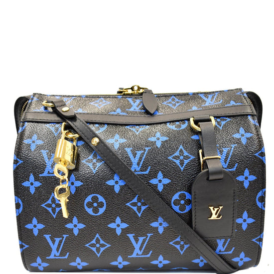 Louis Vuitton  Speedy PM Black/Blue Monogram LV bag rare  canvas/leather