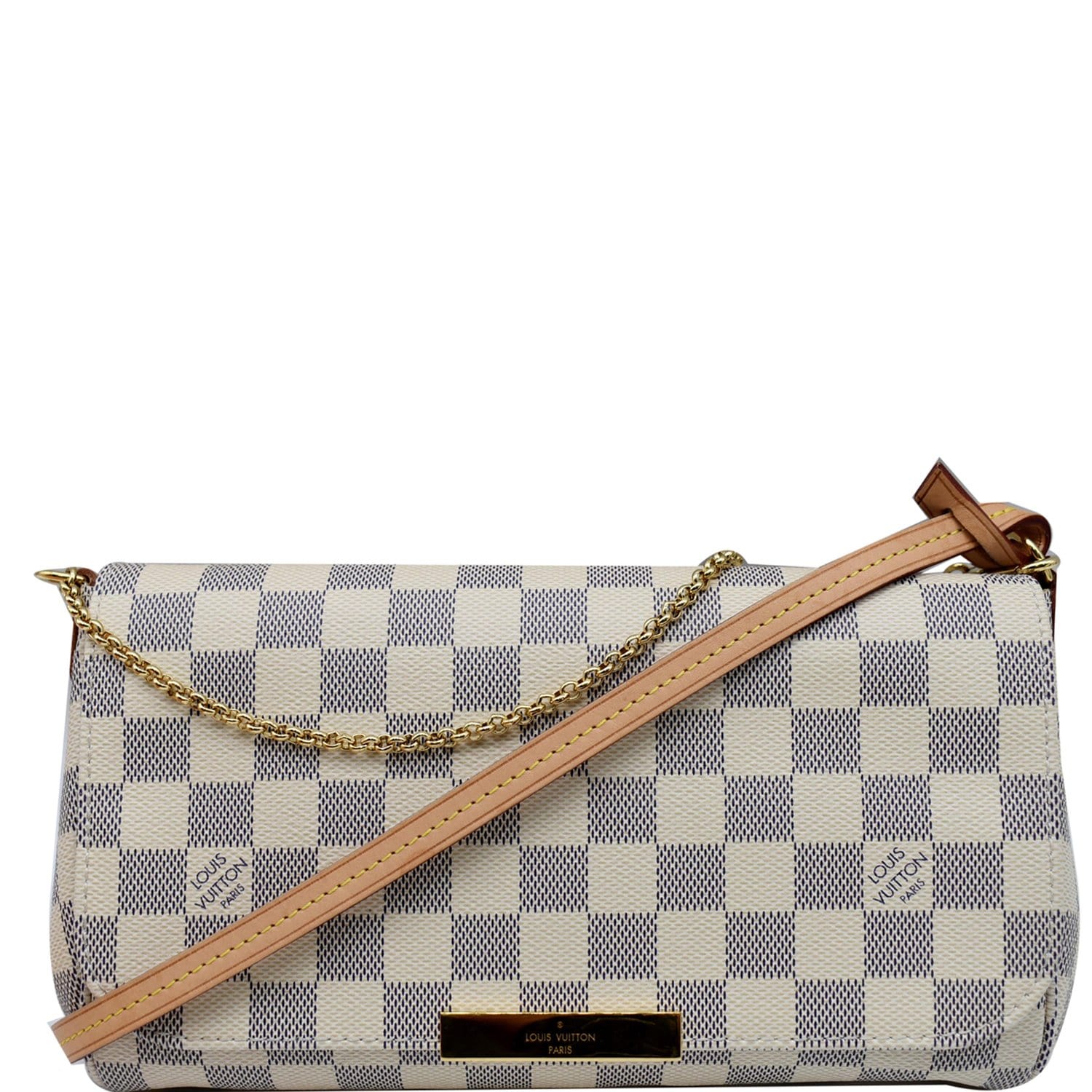 Louis Vuitton, Favorite MM Damier Azur Canvas Cross Body Bag