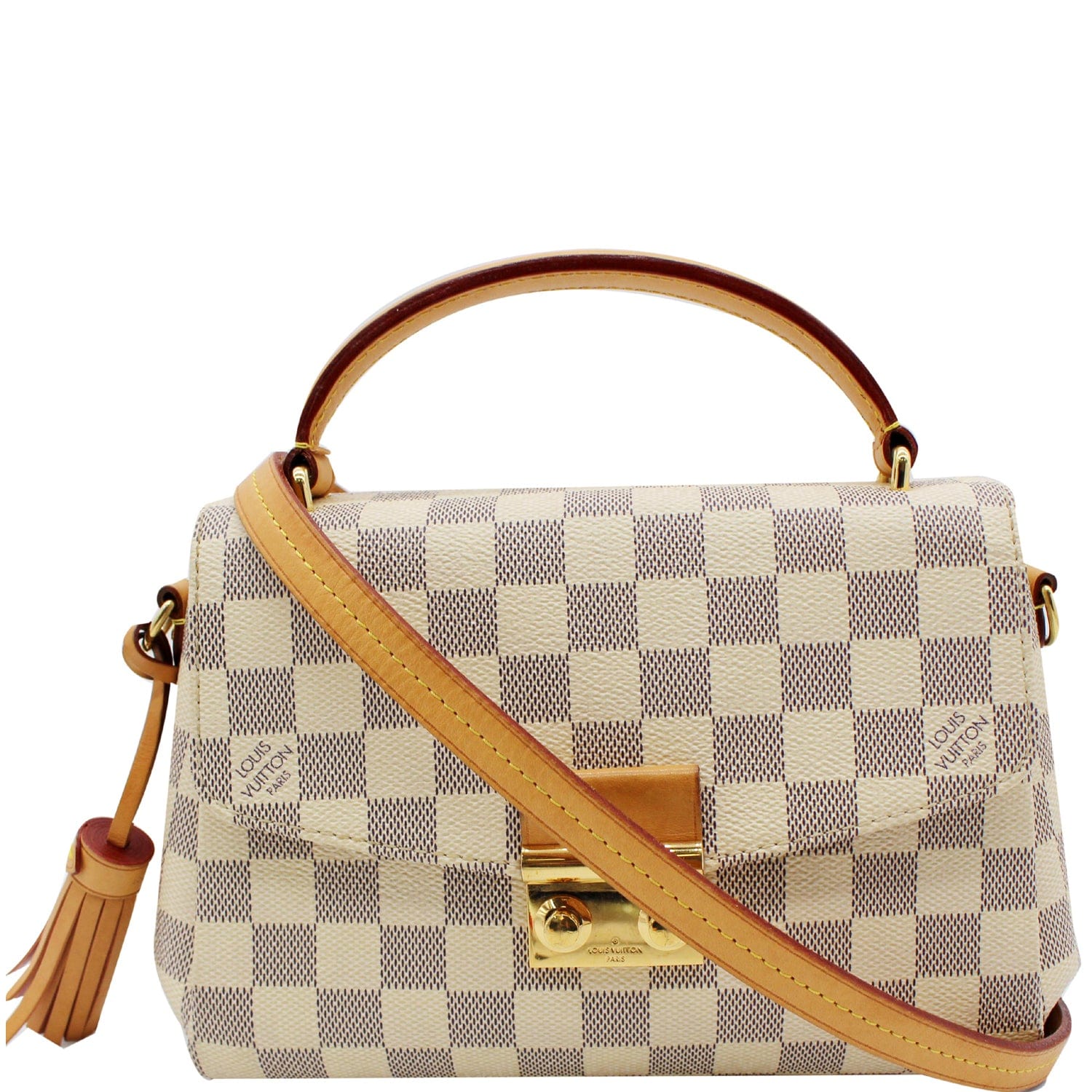 LOUIS VUITTON Croisette Damier Azur Satchel Crossbody Bag White